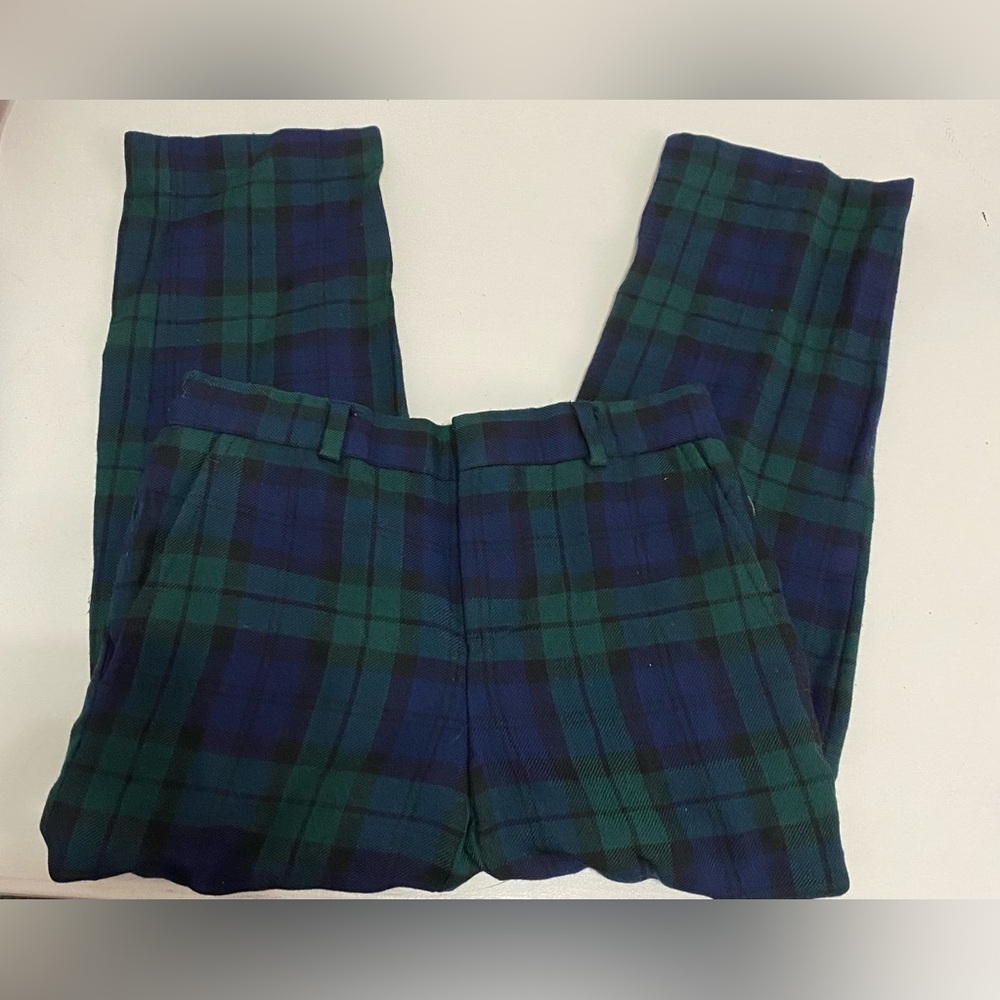 Brooks Brothers Fleece Kids Plaid Pants - Green and Blue